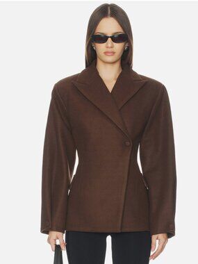 All The Ways REVOLVE Avyanna Blazer Dark Brown Coat Womens M NWT